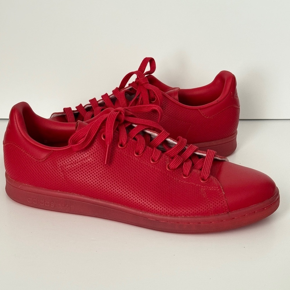 Adidas Stan Smith ART S80248 Scarlett Red Leather Embossed Sneakers Size 10.5